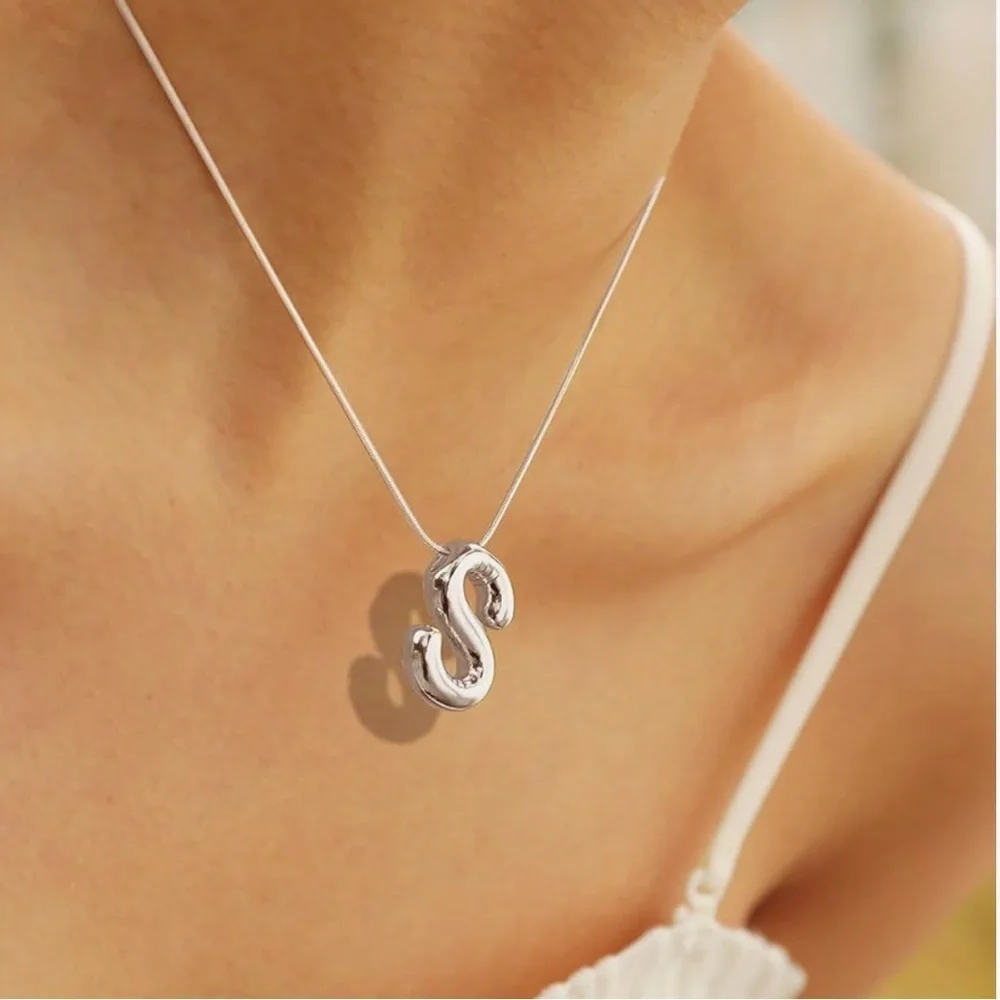 BRAND NEW, STILL IN THE PACKAGE Trendy Bubble Initial Charm and Necklace, “S”